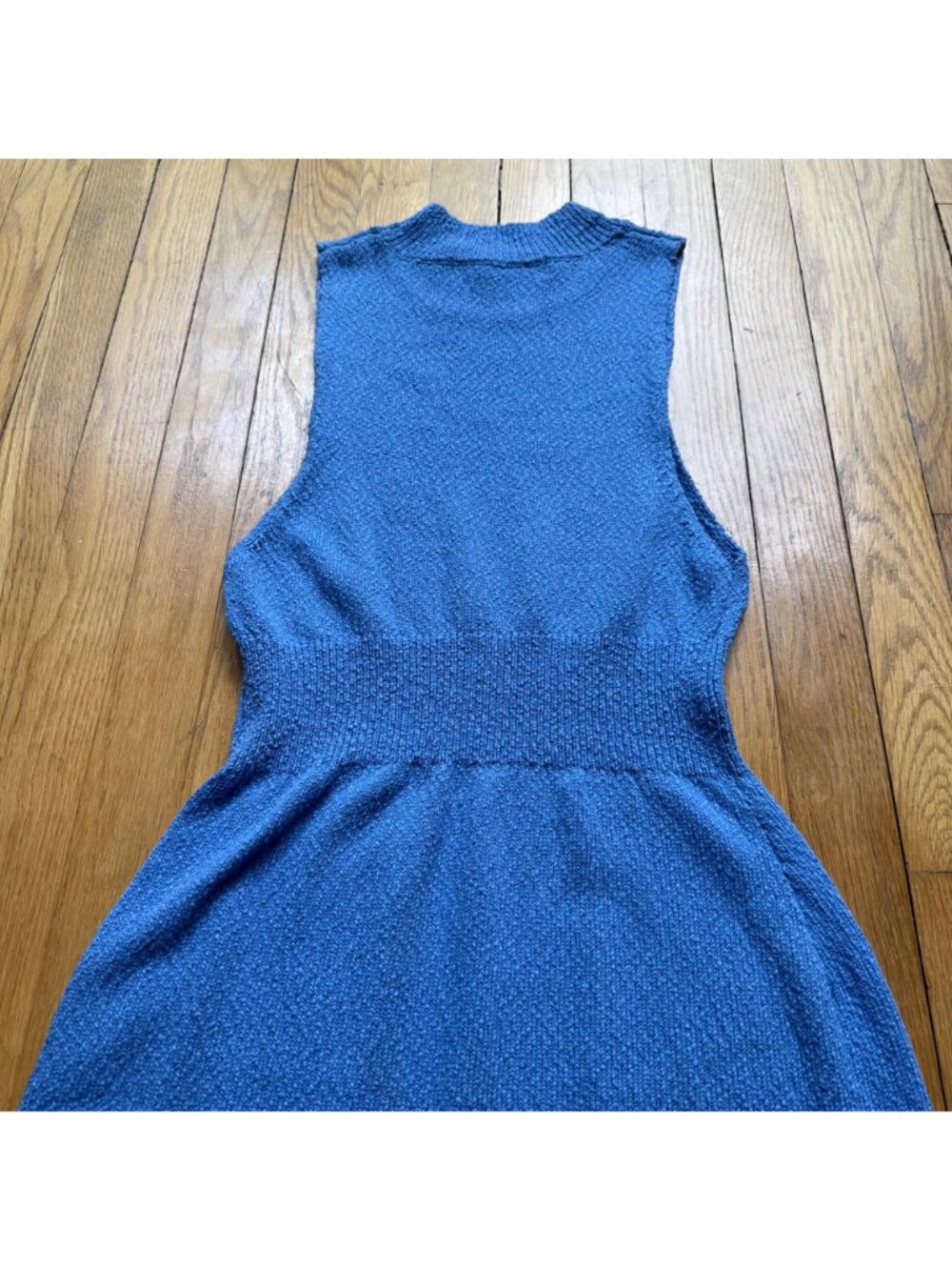 Free People Size S Blue Celeste Slim Fit Sleeveless Mock Neck Sweater Mini Dress - Picture 13 of 13